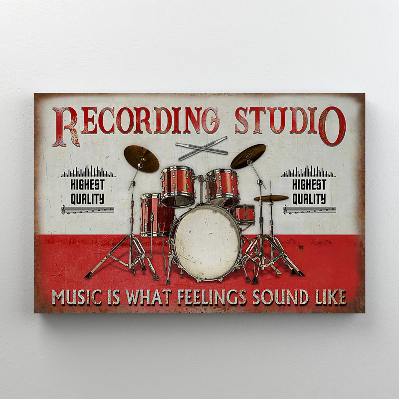 A A Drum Set - Studio d'enregistrement de la musique, c'est ce qui sonne - 1 pièce, reproduction d'art graphique sur toile tendue