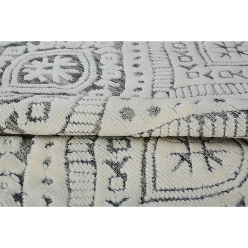 Wool Moroccan Area Rug in White, Rectangle 8' x 10'