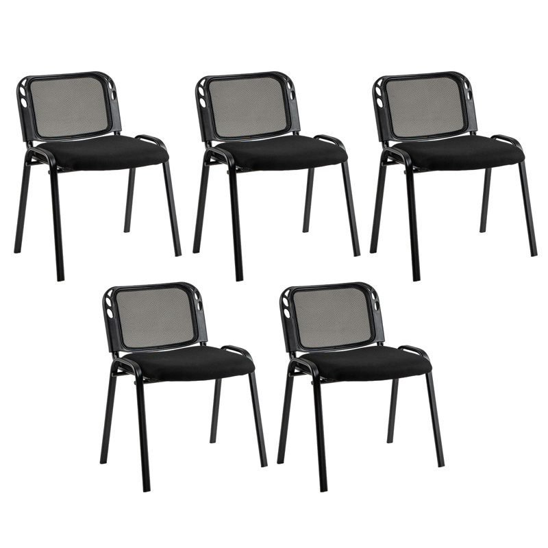 Stackable Reception Guest Chairs Set Of 5 Waiting Room Chairs -Black