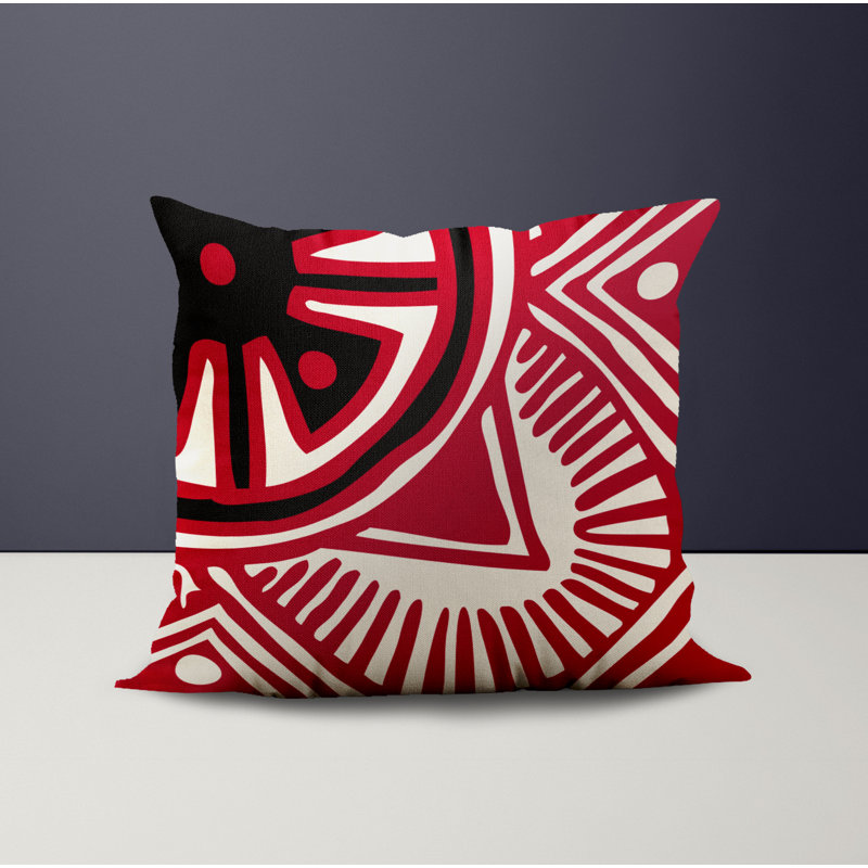 Jeté carré en polyester intérieur / extérieur, L 15 po x H 15 po, Rouge