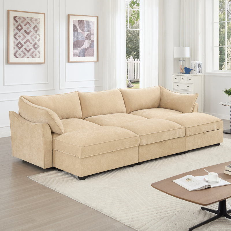 Canapé modulaire en chenille, Chenille blé