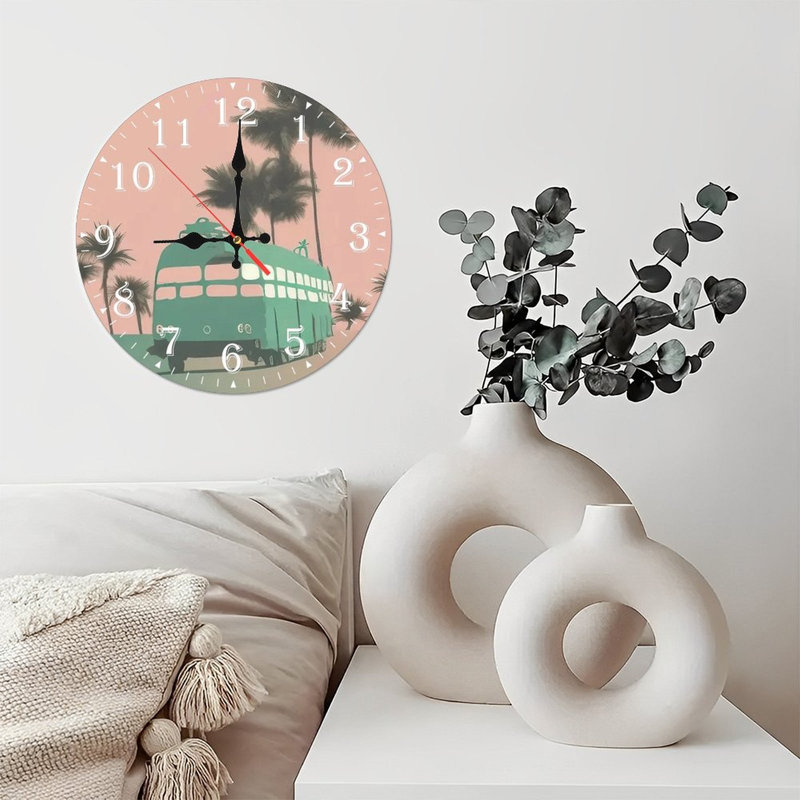Horloge murale en bois 10 po, mouvement silencieux, à piles (piles AA non incluses), décor artistique, parfait pour les décorations