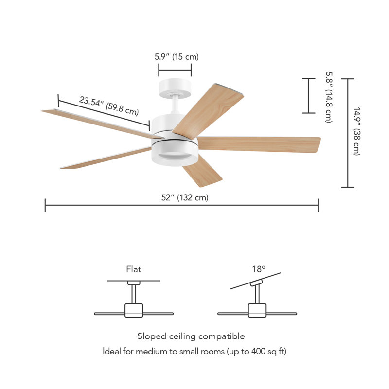 Ventilateur de plafond intérieur / extérieur à DEL 52 po avec télécommande