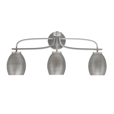 Barre d'éclairage de salle de bain 3 lumières Cavella au fini graphite avec abat-jour ovales en métal graphite de 5 po