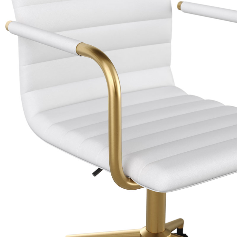 Saddle Brown Faux Leather Swivel Office Chair with Bronze Frame