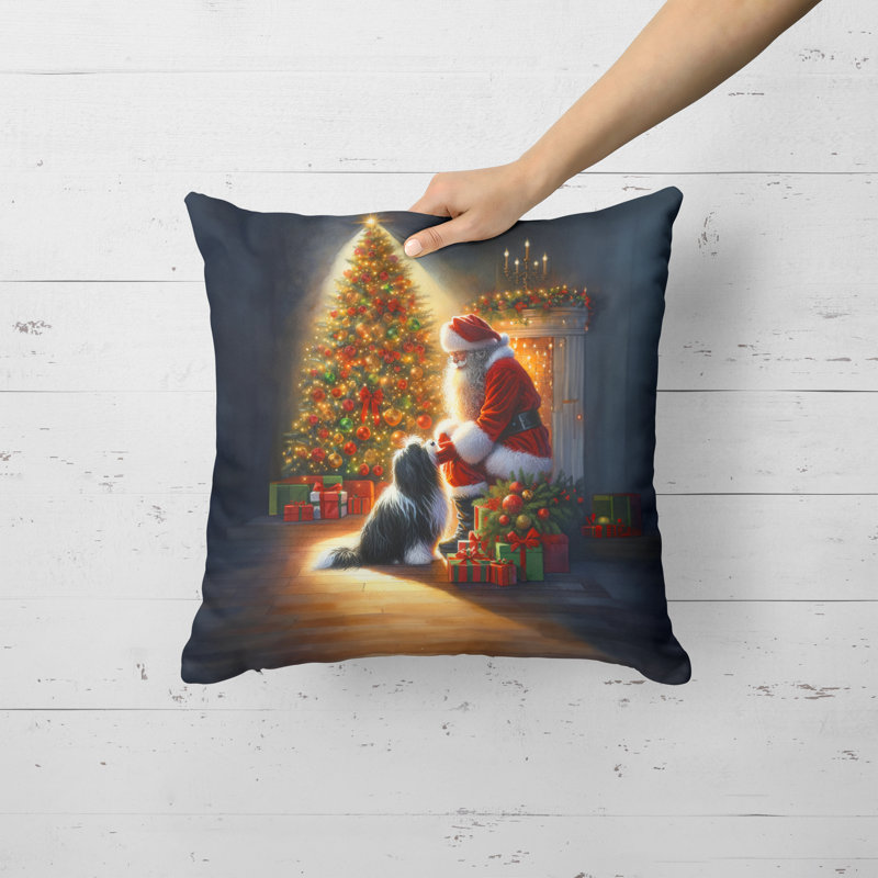 Coussin Tibetan Terrier and Santa Claus, H 18 po x l 18 po