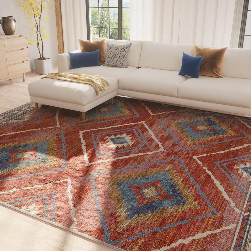 Tapis rectangulaire en laine 6 po x 9 po avec envers antidérapant