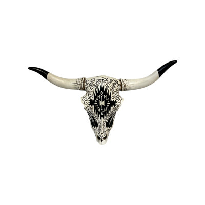 Carved Skull Rustic Southwestern Decorative Wall or Table Accent