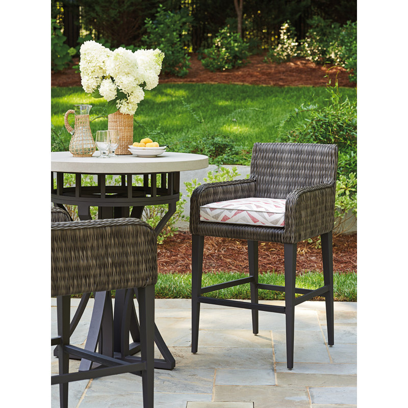 Cypress Point Ocean Terrace Bar Stool, Gray, 32"