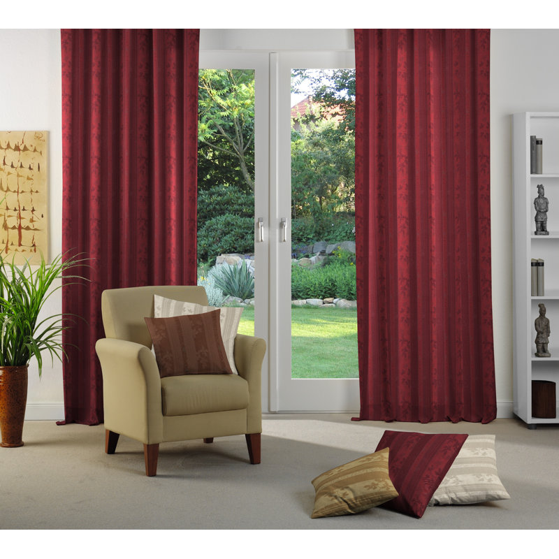 Kettenbach Pencil Pleat Room Darkening Curtain, 135cm Width x 180cm Drop, Red