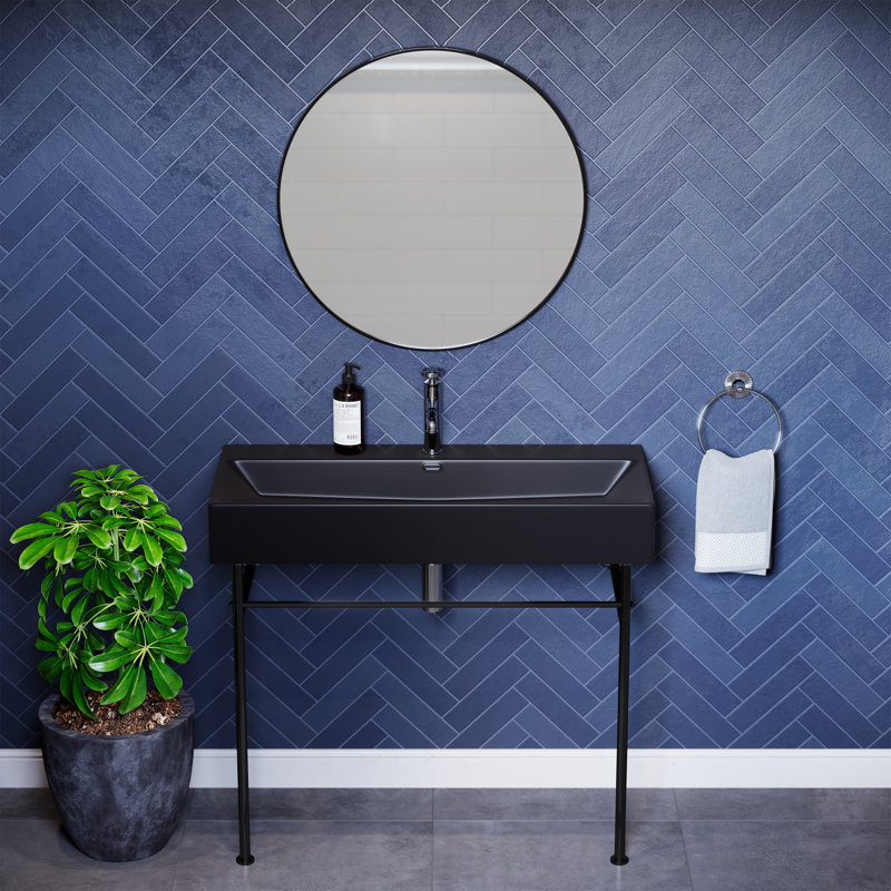 Lavabo console en céramique Claire 40, Noir / Noir