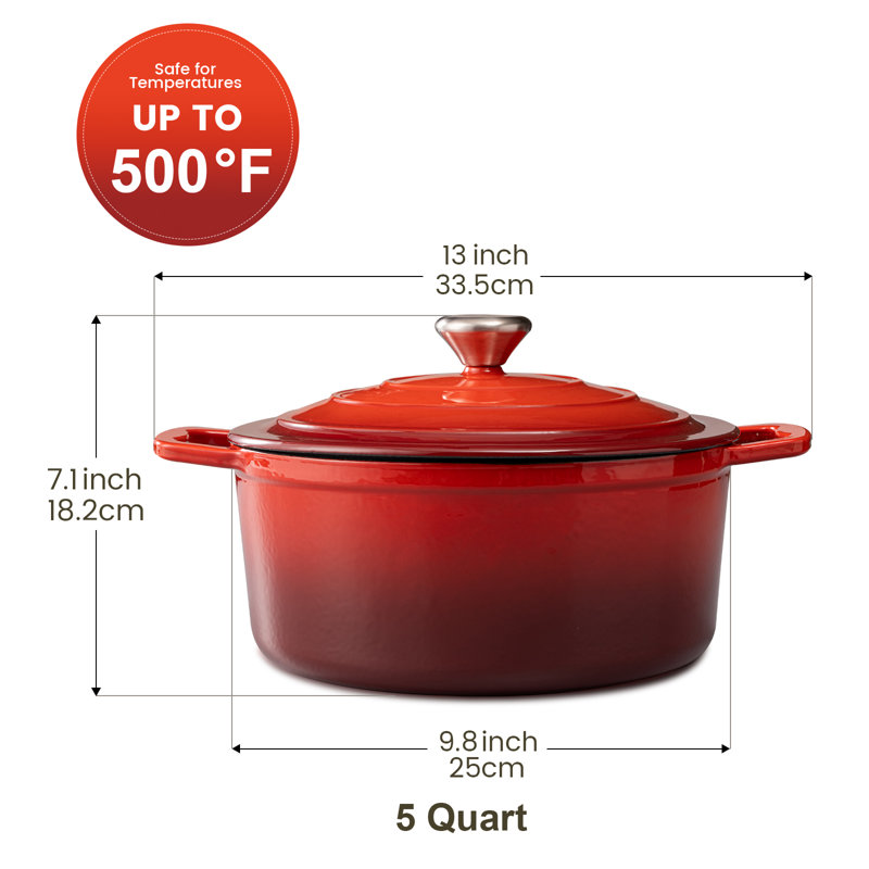 Cocotte ronde en fonte Chef Power 5QT, Rouge