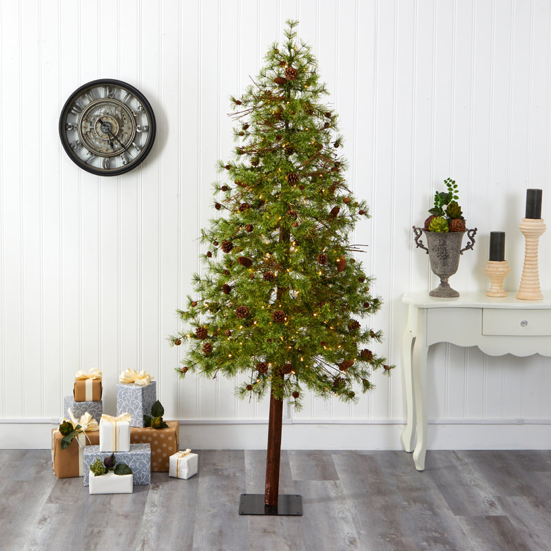 Lighted Artificial Pine Christmas Tree, 7' H