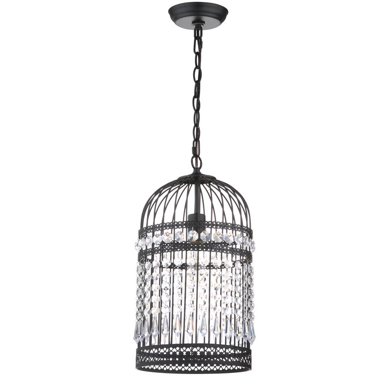 Luminaire suspendu cylindrique de style lanterne à 1 lumière Abe