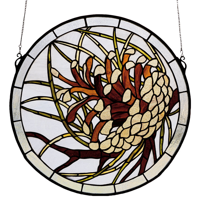 17" Wide X 17" High Pinecone Stained Glass Window