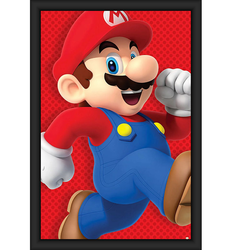 Mario - Affiche d'art encadrée 24 po x 36 po - Cadre en bois d'ingénierie avec plexiglas