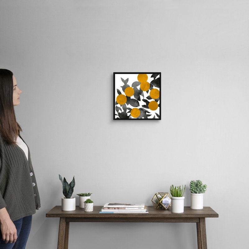 Art mural sur toile Shadow Branch II, Toile avec cadre noir, H 14 po x l 14 po