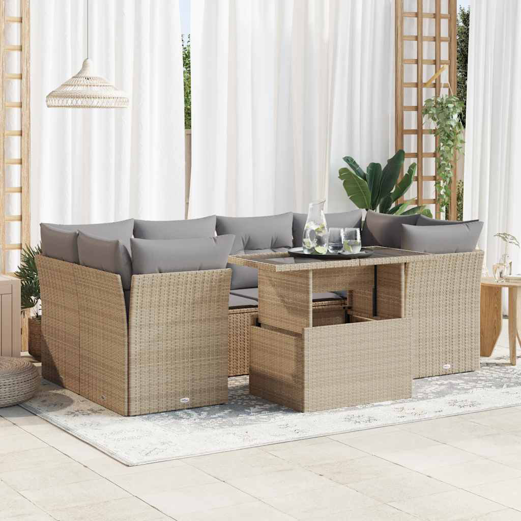 Vidaxl 7-Tlg. Garten-Sofagarnitur Mit Kissen Grau Poly Rattan