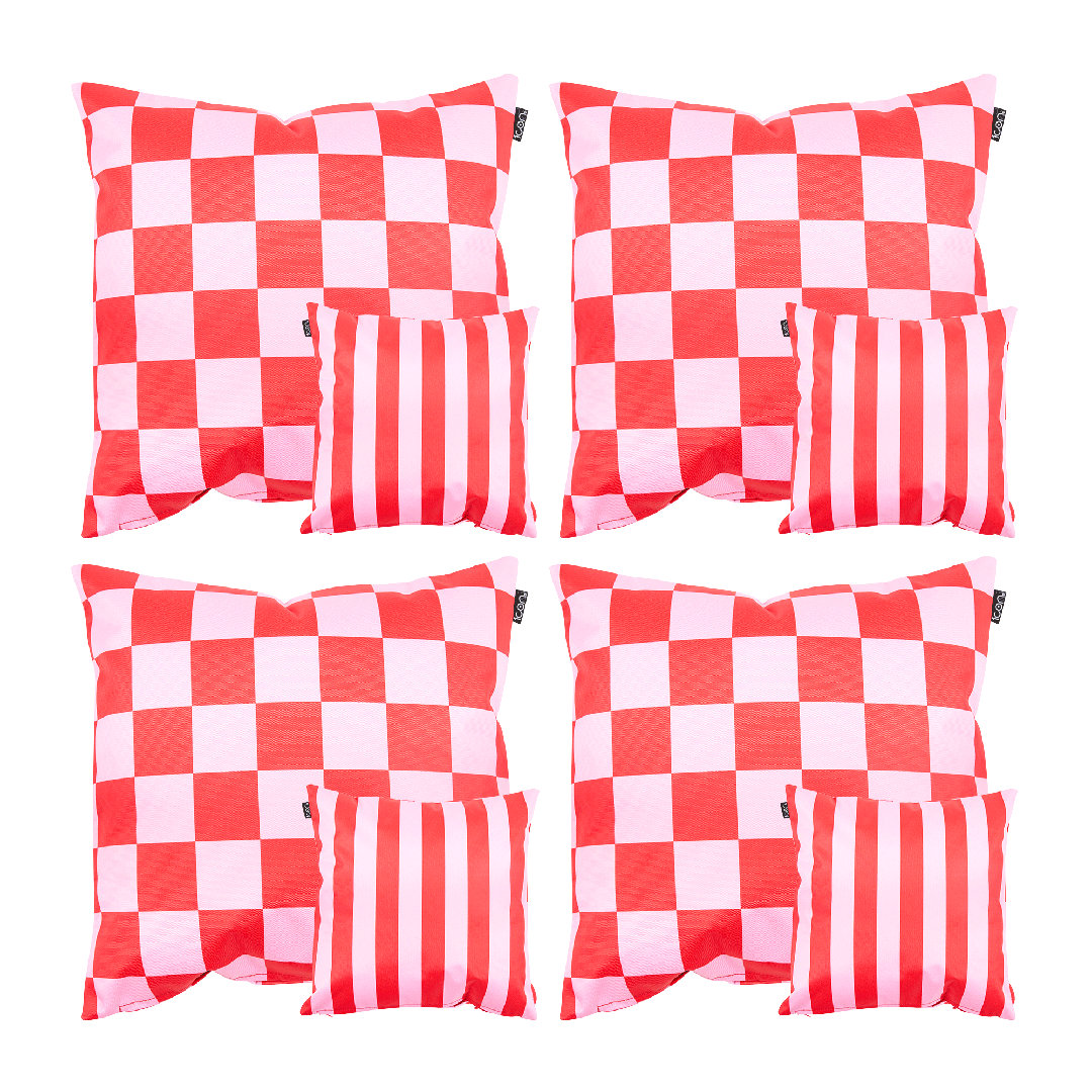 icon Indoor and Outdoor Checkerboard Waterproof Filled Cushion Pink 4x