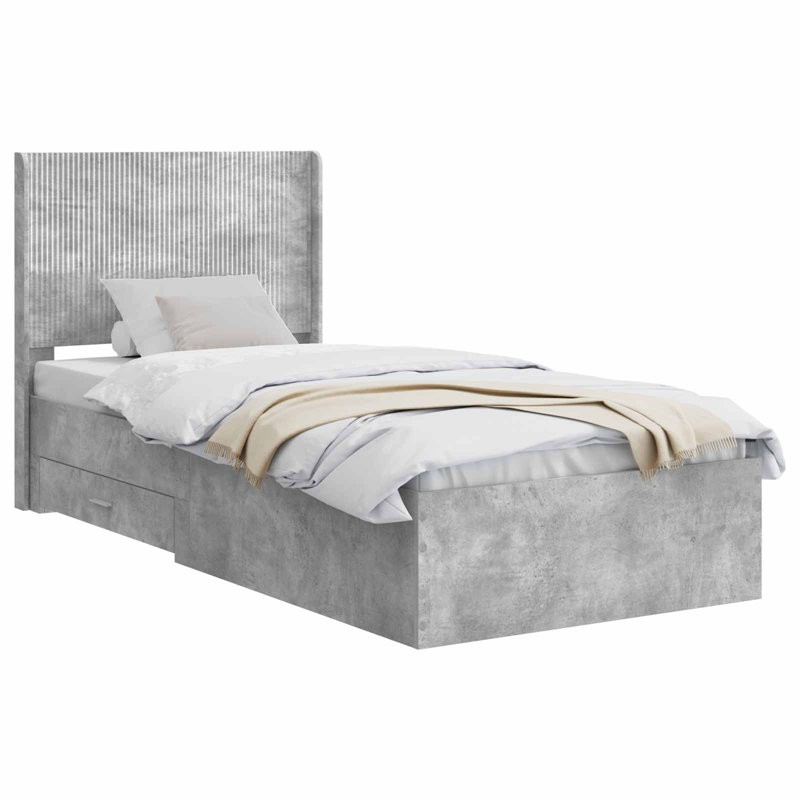Bed, Concrete Grey, European Single (90 x 200 cm)