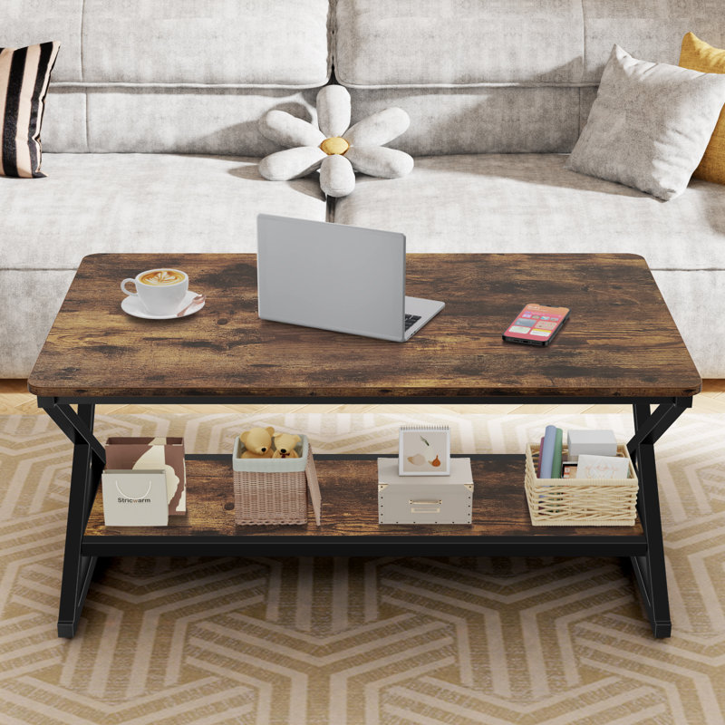 Table basse 39 po, H 17,75 po x L 39,37 po x l 23,62 po, Brun rustique