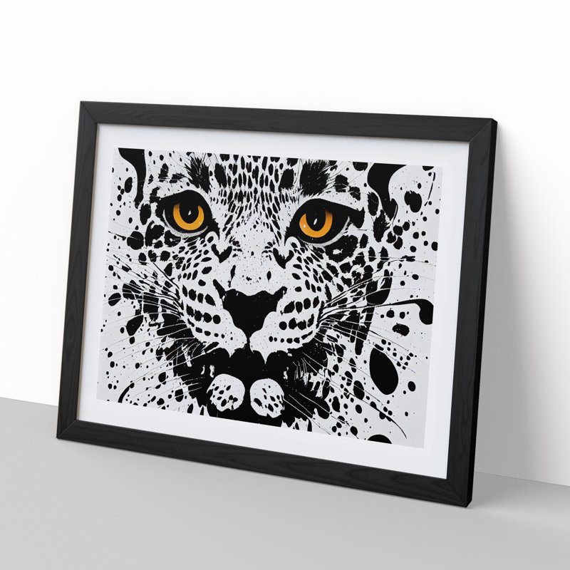 Leopard Splatter - Single Picture Frame Print, Black, 25cm H x 34cm W x 2cm D
