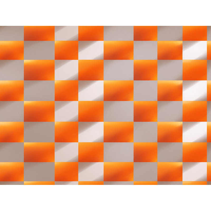 Machine Printed Comforter, Orange/Silver Checkered, Queen Comforter