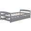 Lit plateforme simple avec lit gigogne gris mobile