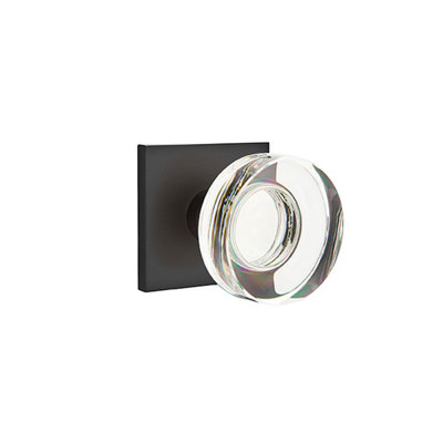 Ensemble de boutons de confidentialité Emtek avec rosette carrée et poignée moderne en verre à disque