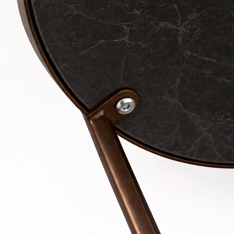 Nesting Table | Black Marble Top & Brown Metal Frame | Set of 2