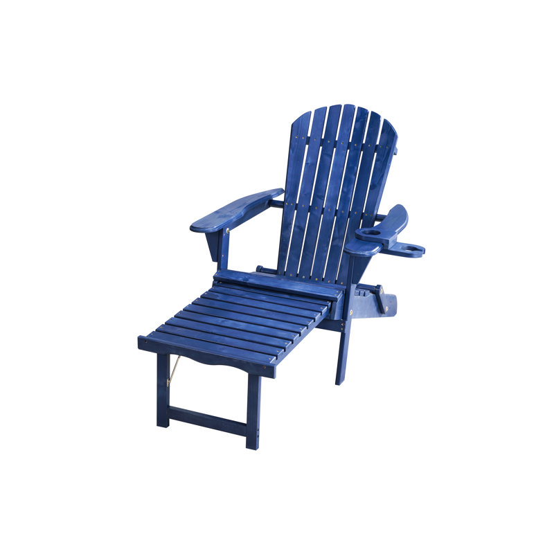 Yarnell Pine Foldable Outdoor Adirondack Chair, Navy Blue
