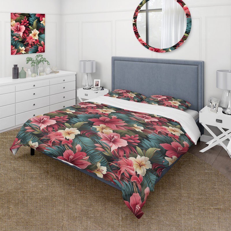 Literie Mirage, Housse de couette pour grand lit et 2 taies décor