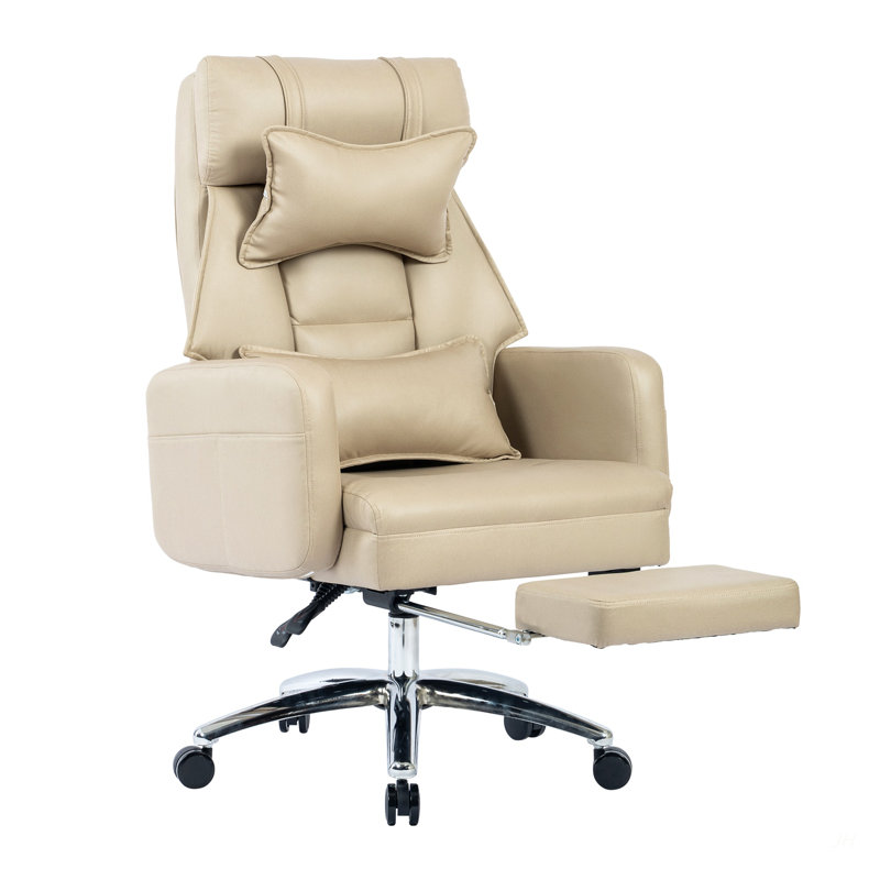 Swivel Ergonomic Office Chair, Technology Leather  High Back Office Chair With Lumbar Support Headrest, Sedentary Comfortable Boss Chair, 155° Reclining Computer Chair