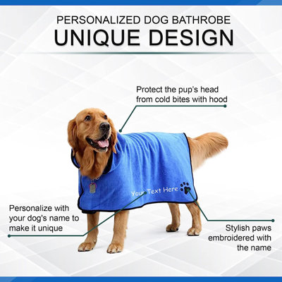 Serviette de bain pour chien avec nom et peignoir pour chien