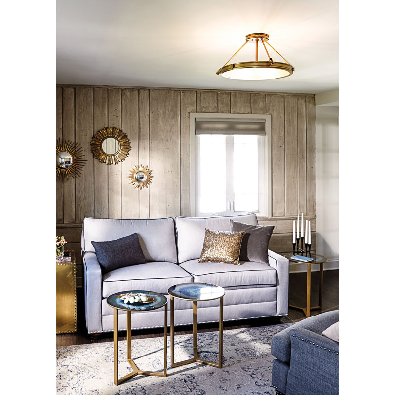 Collier Semi-Flush Mount Ceiling Light - Heritage Brass, Heritage Brass, Incandescent, 11.5"H x 22"W x22"D