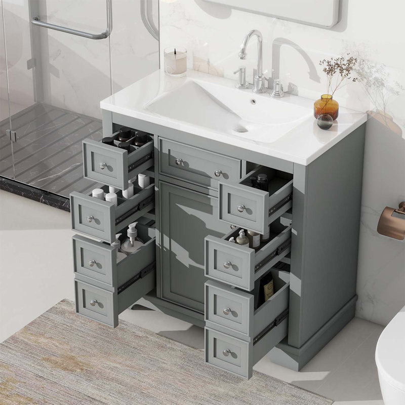 Rangement pour salle de bain Diain, Gris