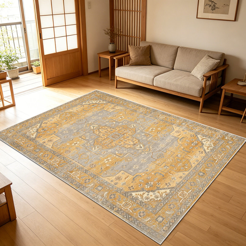 1PC Vintage Distressed Persian Medallion area rugs for Living Room, Soft and Comfortable, Suitable for all seasons, easy-to-maintain, machine washable Indoor floor mat, Under Table Farmhouse suitable for dining room, bedroom, entryway, home office,