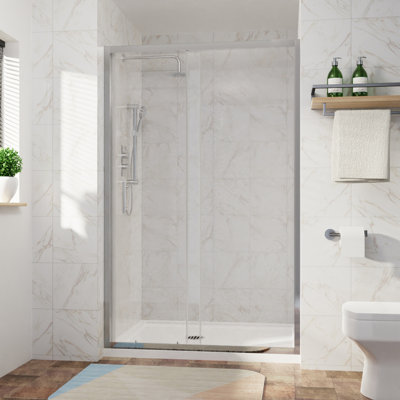 Cogar 1225mm W x 1900mm H Single Sliding Framed Shower Door with Glass