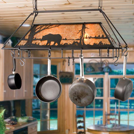 Bear at Lake Handcrafted Hanging Pot Rack
