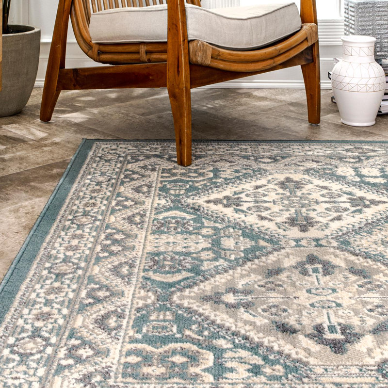 Tapis bleu à motif de performance Southwestern Shawna, Rectangle 8 pi x 10 pi