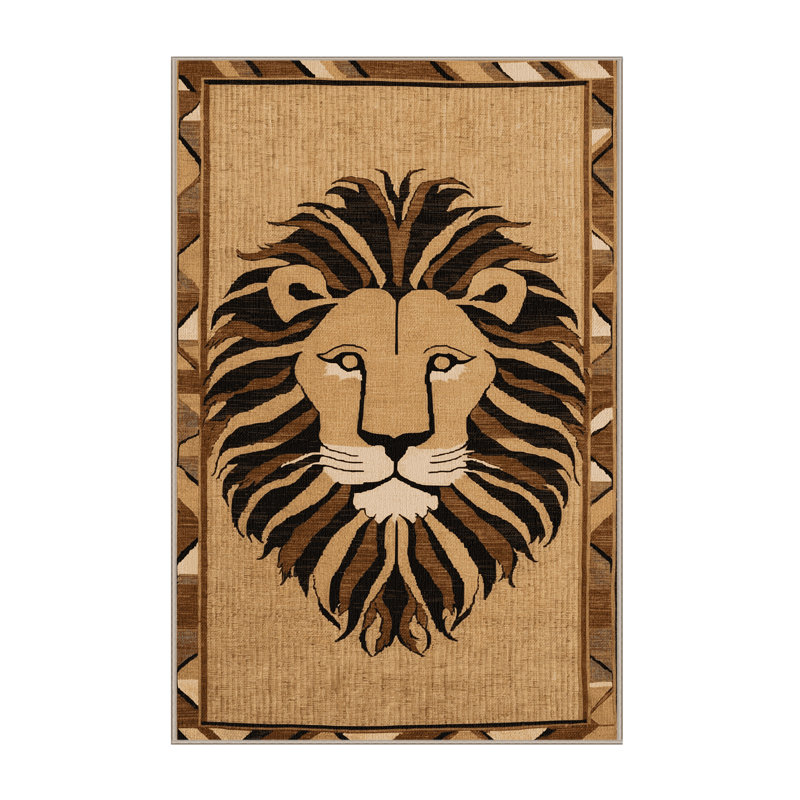 Washable Katanga Lion Big Cats Area Rug, Rectangle 2' x 3'