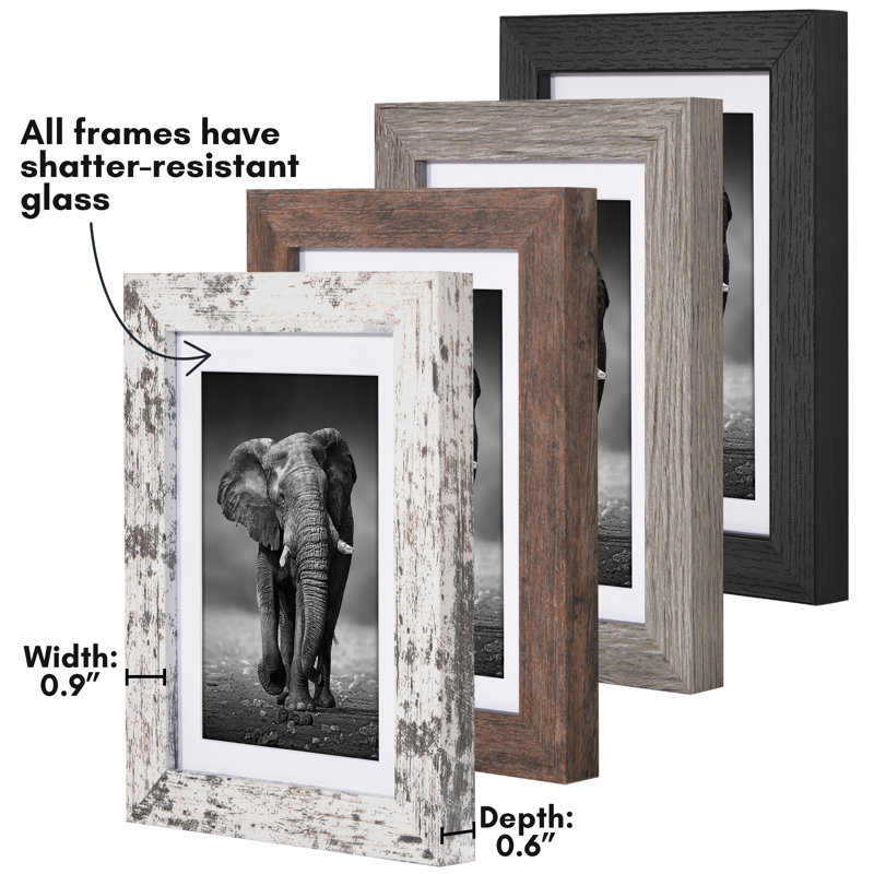 Ensemble de 4 cadres photo Americanflat, L 5 po x H 7 po, Auberge rustique