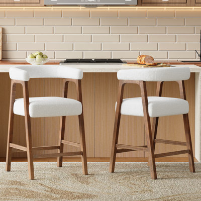 Tabourets de bar de 26 po de hauteur avec dossier, tabourets de comptoir confortables pour îlot de cuisine / salle à manger, ensemble de 2