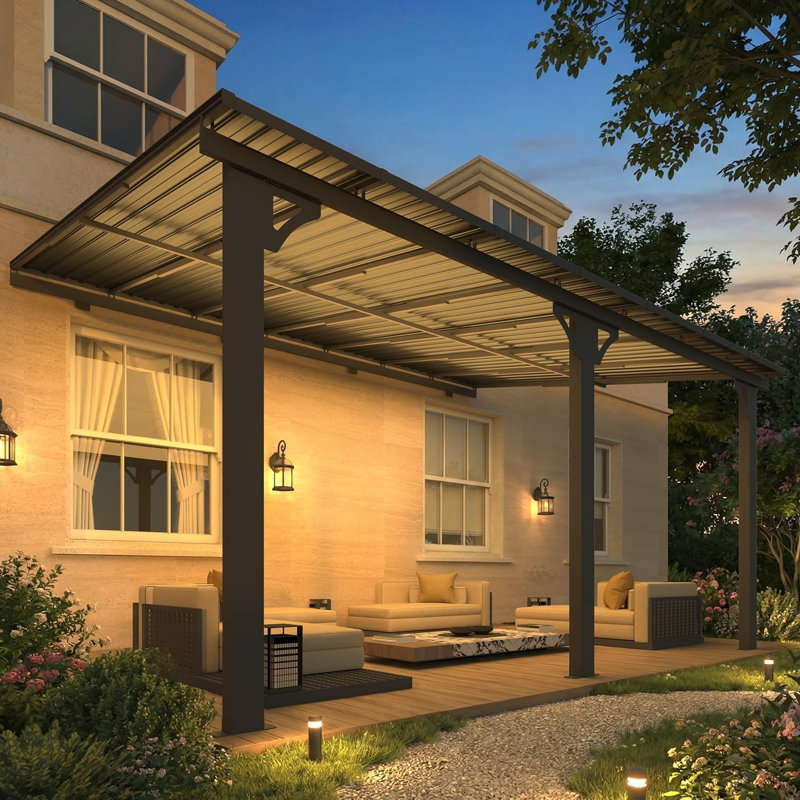 Pergola d'extérieur à hauteur ajustable pour terrasse, H 76,4 po x l 168,5 po x P 120 po
