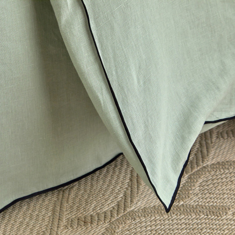 Carlina Solid Colour Duvet Cover, Pale Green/Black Bourdon, Emperor