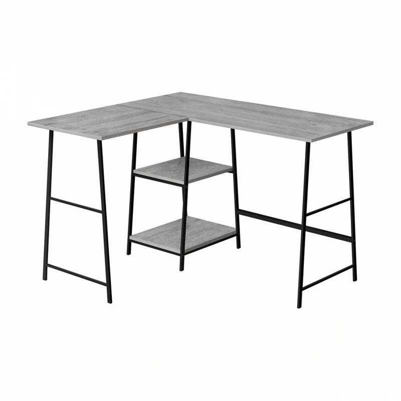 Bureau d'ordinateur en L Home Office, Gris / Noir