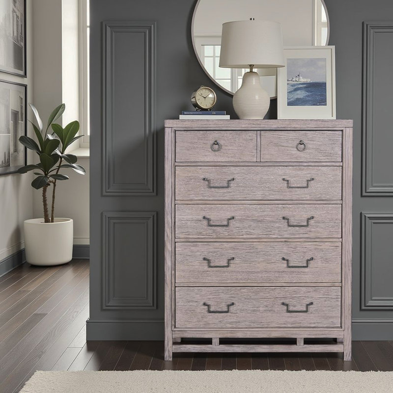 Commode à cinq tiroirs Fusion, aucun assemblage requis, finition aube