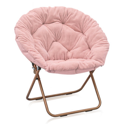 Foldable Round Saucer Chair Portable Papasan Chair Lounge Chair Accent Chair for Bedroom Living Room