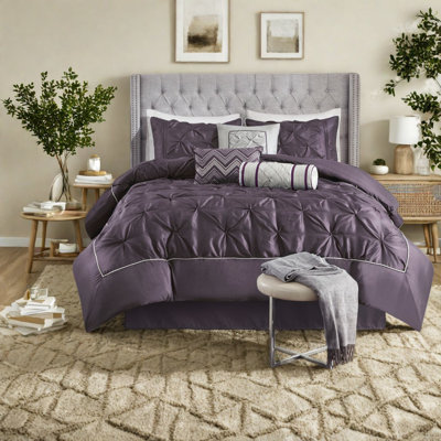 Ensemble de literie 7 pièces Elegant Plum, capitonné en polyester pour la maison