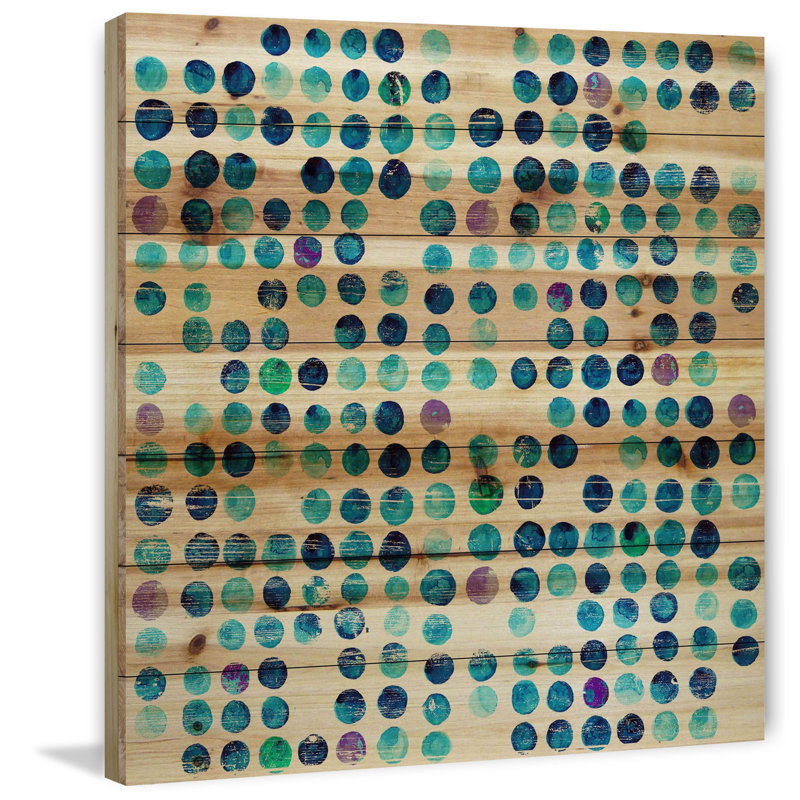 « multi blue points », impression sur bois, 40 po x 40 po